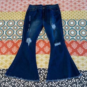 High waisted bell bottom jeans